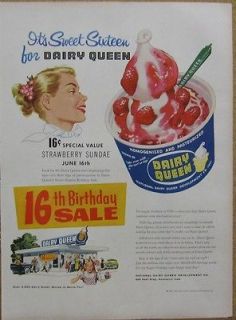 Dairy Queen Ad   1956, 16th Birthday