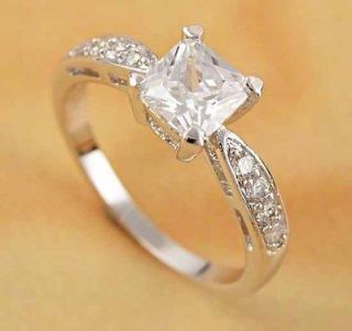 Amazing 9K White Gold Filled CZ Bridal Engagement Ring,size 7,G061