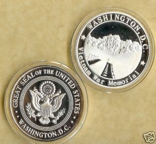 VIETNAM WALL MEMORIAL UNITED STATES SILVER COIN NEW