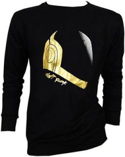 Daft Punk Helmet Rave Gold Foil Gigital Trance Electro Sweater Men