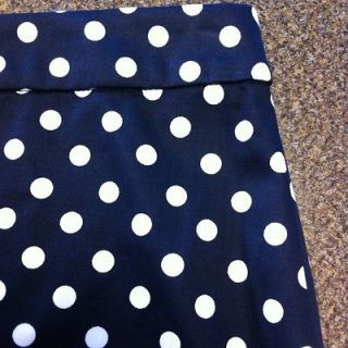 Crew Printed Cotton Sateen Pencil Skirt Size 2 Polka Dots Navy NWT $