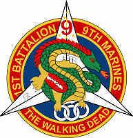 STICKER USMC UNIT 1st Battalion 9th Marines Walking Dead Dragon