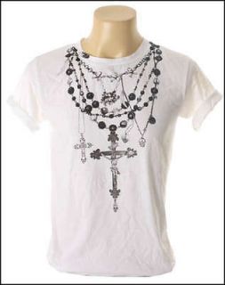 New Funky Rusty Indie White Men T Shirt Gothic God Necklace Size L