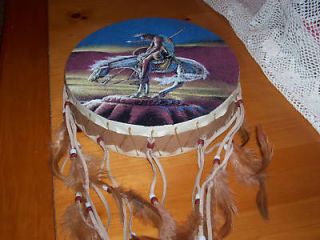 DECORATIVE POW WOW INDIAN DRUM  END OF THE TRAIL (NEW) 9 X 2.5