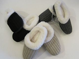 NWB DearFoams Sweater Knit Clog Slippers Womens 7 8 9 10 With Sherpa