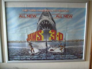 JAWS 3D ORIGINAL CINEMA UK QUAD POSTER RARE 1983