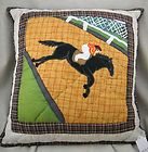 Handmade Quilted Race horse with Jockey Theme Pillow F