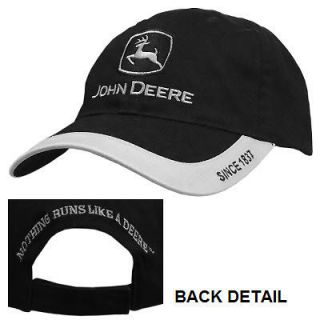 John Deere Black Silver Trademark Hat Cap New Style