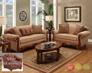 Key West Traditional Sofa & Love Seat Living Room Furniture Set Taupe