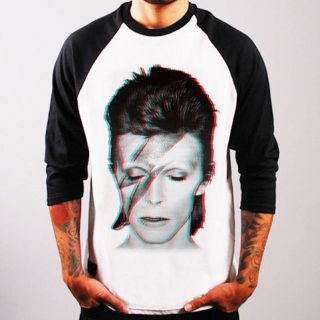 David Bowie 3D Bolt 70 rock band Baseball Jersey t shirt 3/4 sleeve