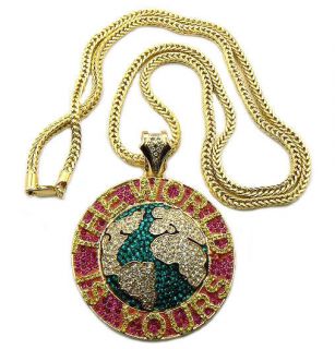 WORLD IS YOURS SOULJA BOY PENDANT & 36 FRANCO CHAIN HIGH QUALITY