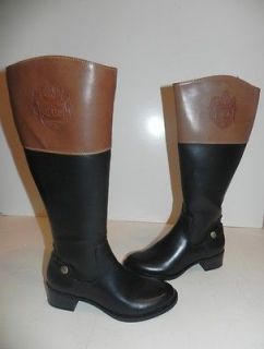 Etienne Aigner Cannes Two Tone Black/Bread Brown Riding Boot 6 M Wide