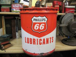 phillips 66 lubricants MOTOR OIL 5 GALLON GAS CAN TIN FILLING STATION