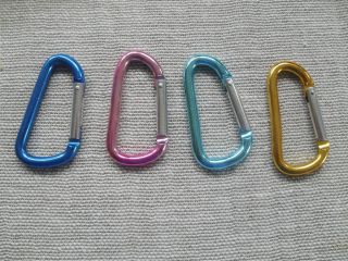 Small Metal Novelty Coloured Carabiner Clip / Clasp For Keyring