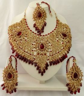 Indian Bollywood Bridal Kundan Diamante Necklace Set Fashion Jewelry