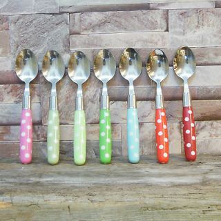 PUSHKA Polka Dot Spotted Cutlery Tea Spoons Mixed set of 10