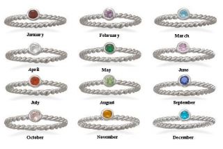 Silver Stackable Birthstone Ring   Mothers Day Gift   925 Jewelry