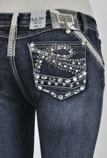 Skinny Jeans w Jewel Chain & Rhinestone White Stitching Design SZ 0 15
