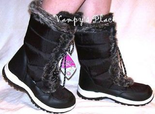 Black Fur Trim Eskimo Boots Sz 7 Cold Weather Snow Water Resistant