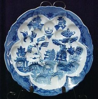 New Blue Willow Porcelain Olive Escargot Plate Dish