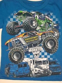 MONSTER JAM T SHIRT BOY SIZE 12 MONTHS WITH GRAVE DIGGER & TOM MEENTS