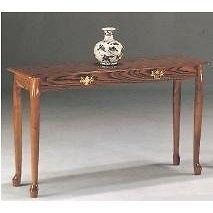 OAK FINISH WOOD AND VEENER SOFA TABLE QUEEN ANNE STYLE CONSOLE *Free