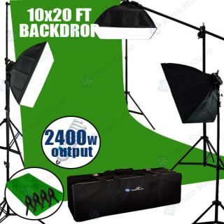Chromakey Green Screen Lighting Kit 2400 Watt 9x13 Backdrop