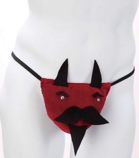 Mens Red Velvet Devil Pouch G string O/S Novelty Costume #562