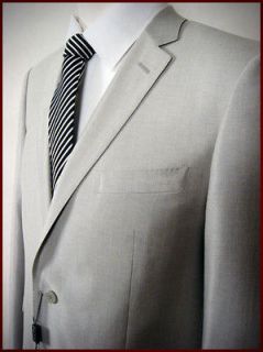 TIGLIO SHINY SILVER MENS SUIT~SZ 42R~2BT~SILK & WOOL~MADE IN ITALY