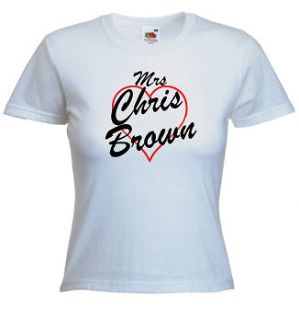 Mrs Chris Brown T Shirt   Print Any Name / Words
