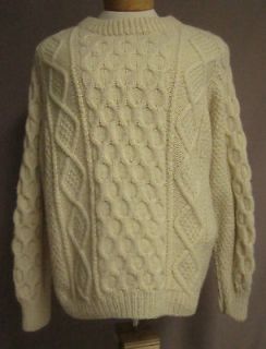 JOHN MOLLOY DONEGAL   Irish Wool Cableknit Sweater   Mens M/L   FREE