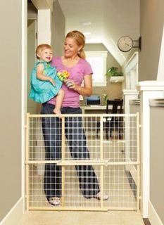 Extra Wide Tall Pressure Mount Wood Wire Mesh Dog Pet Gate NS4615