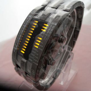 Date Yellow LED Digital Sports Metal Strap WristWatch Watches NEW