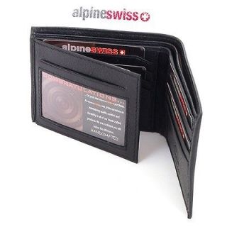 Mens Leather Wallet Alpine Swiss Bifold Trifold Hybrid Foldout ID Euro