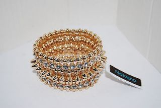 Natasha Accessories Pyramid Crystal Stretch Bracelet NWT $38