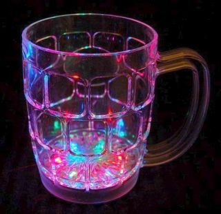 LED Light Up Large Beer Mug Drinkware Clear Hard Durable Plastic