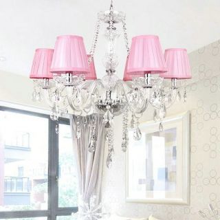 Pendant Lamp Light Chandelier Decoration Lamp with Pink Cloth Cover
