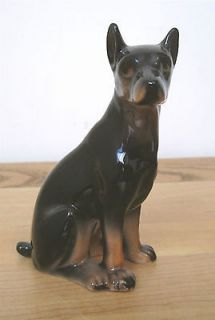 Vintage Valentino Bone China Dog Doberman or Rottweiler Figurine