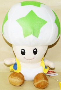 GREEN TOAD~SUPER MARIO BROS~TOY~6~QU ALITY PLUSH DOLL~GIFT~NWT