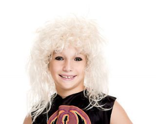 Child Blonde Crimped 80s Heavy Metal Rock Star Rocker Wig Headbanger