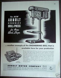Original 1946 ARNOLT Hercules Drill Press vintage ad