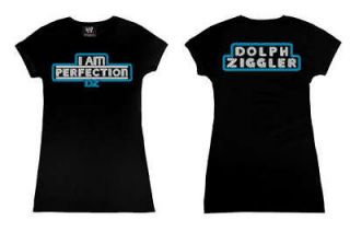 Dolph Ziggler I am Perfection Womens Black WWE T Shirt New