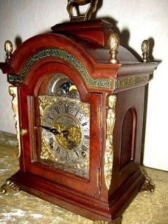 Vintage Dutch Mantle Bracket Clock moonphase WARMINK rare green banded