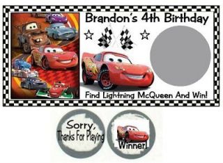 10 Cars 2 Lightning McQueen Birthday Party Scratch Off Game
