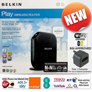 Play N600 Dual Band wireless modem ADSL router 300Mbps F7D4402 Belkin