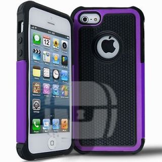 Purple & Black Armor Shock Proof Dual Layer Back Cover Case for iPhone