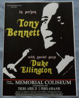Tony Bennett/Duke Ellington Concert Poster   Madison, WI 1968