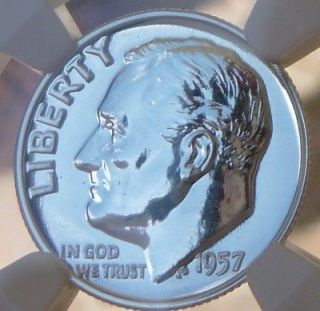 1957 Roosevelt Dime ( NGC GRADED ) Struck IN Full Mint Luster Proof 68