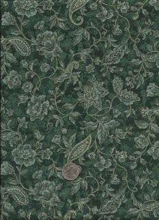 Eastern Accents Floral Print gold inlay on drk greyish green Fabric