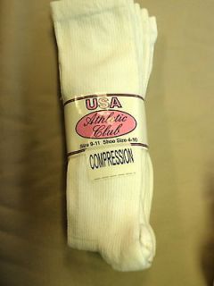 USA Atheltic Club Ladies White Compression Socks 3 Pairs Size: 9 11
